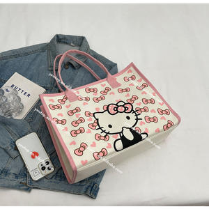 Borsa da Viaggio Weekender Grande Capacità con Motivo Personalizzato Stampa Rosa KT Cat Hello Borsa Scuola Borsa a Mano per Bambini Borse Tote in Tela - Product Image 4