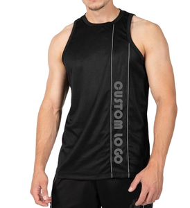 Hombres gimnasio deportes 100% poliéster ejercicio hombres dobladillo recto Slim Marl Sleave menos camisetas sin mangas Muscle Tee Sando para hombres 2025 - Product Image 5
