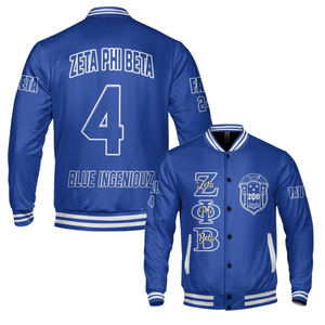 Zeta Phi Beta 1920 Sorority Blue White Varsity Letterman Jacket ZPB Greek Life Chenille Patch Founders Day Coat - Product Image 6