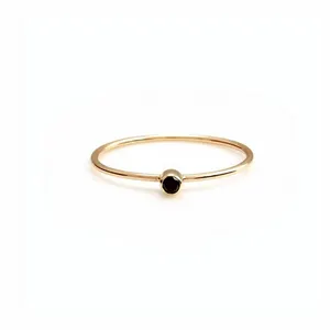 New Black Diamond Solid 14K Yellow Gold Solitaire Engagement Ring Wholesaler Gold Indian Jewelry