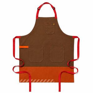 Delantal de Lona Negro y Naranja, Tejido Resistente, Reutilizable, Estilo Simple con Bolsillos, Lavable a Máquina, para Artículos de Limpieza - Product Image 6