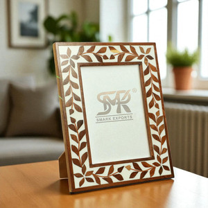 Cadre photo artisanal en résine incrustée, motif feuille de cama d'Alhambra, design rustique unique fait main, moderne et personnalisable pour la maison - Product Image 2