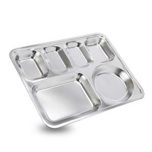 Assiette à collation multi-grille en acier inoxydable 304 de gros pour restaurant de cantine pour dîner de fête - Product Image 4