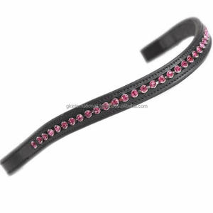 Cristales morados personalizados Cristal redondo Diamante Mega Bling Decorado Canal vacío Cuero Ceja de caballo banda en tamaños completos Cob - Product Image 1