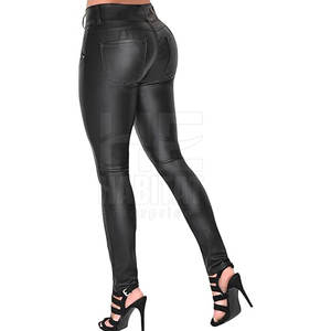 Pantalones de Cuero para Mujer, a la Moda, Negros, Ajustados, de Cuero Genuino Suave, para Todas las Temporadas - Product Image 4