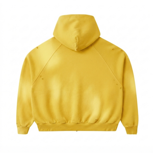 Sudadera con capucha de cremallera completa para hombre, tejido de 350 g/m², 80% algodón, 20% poliéster, transpirable, antipilling, con pedrería bordada frontal personalizada - Product Image 2