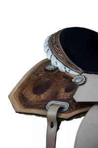 Uitzonderlijk vakmanschap, hoogwaardig duurzaam leer, bruin glasvezel/houten western barrel racing zadelset voor paarden - Product Image 5