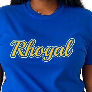 T-shirt imprimé Rhyal Sigma Gamma Rho Sorority Apparel Blue Gold Print Greek Rhyal T Shirt Premium Cotton College Style Wear - Product Image 6