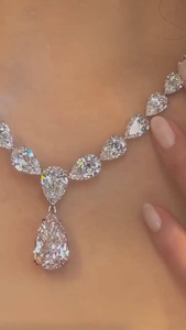 Lab Grown Diamond Pear Drop <b>Necklace</b>, Pear Diamond Bridal <b>Necklace</b>, Luxury Wedding Jewelry Gift - Product Image 4