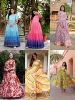Robe longue Kurti de soirée en rayonne courte de printemps, imprimée, tissus doux, vêtements pour femmes indiennes, vente en gros à bas prix