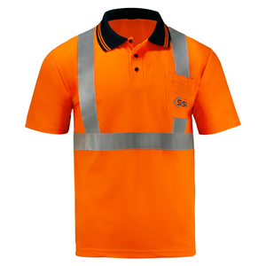 Polo de sécurité haute visibilité imperméable et réfléchissant avec option de logo personnalisé, manches courtes - Product Image 1