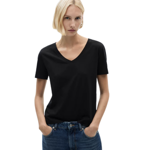 Ropa holgada de alta calidad Hip Hop Plain Girl Camisetas de algodón para mujer Camisetas con cuello en V Your Logo - Product Image 1