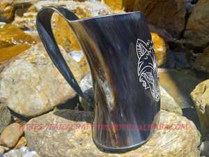 Tazas de cuerno de estilo americano, tazas de cuerno para beber natural Vikingo, regalos para fiestas para fanáticos de Game of Thrones, Ágata - Product Image 2