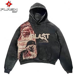 Modelo de moda 450GSM Lavado en blanco Sudadera con capucha de algodón de alto peso Pintura en aerosol Sudaderas con capucha de gran tamaño Oem Logo - Product Image 1