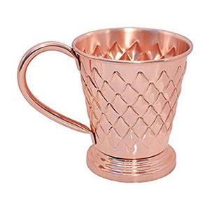 Leaf Embossed Design Metal Pure Copper Mug Drinkware Metal Pure Copper Mug with <b>Handle</b> - Product Image 4