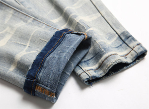 กางเกงยีนส์ผ้ายืดขายาวแบบวินเทจของผู้ชายสำหรับ2025ขายดีมีกระเป๋าฟอกสีขาบานฤดูร้อน - Product Image 6