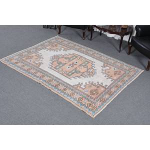 Alfombra clásica de lana azul Beige de 5,4x7,6 pies, diseño de retazos turco hecho a mano, patrón de pasillo Rectangular para sala de estar, dormitorio, látex - Product Image 2