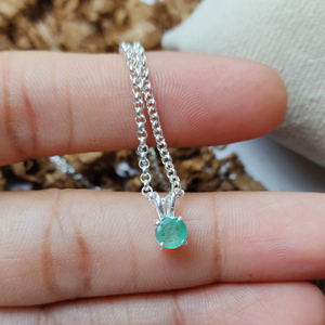 Juego de clavijas de plata de ley Natural de 5mm, Colgante de Piedra de nacimiento, collar de piedra de nacimiento Bohemia, Esmeralda verde (teñida) - Product Image 2