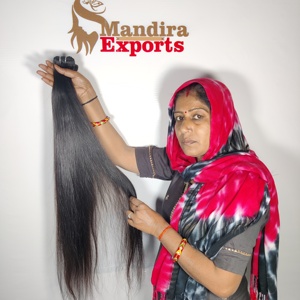 Extensiones de cabello humano virgen sin procesar Remy 100%, extensiones alineadas de cutícula india con ondas naturales negras rectas, el mejor proveedor - Product Image 6