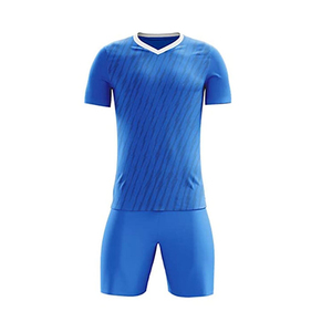Nouvelle équipe de football bleue unie pour hommes, vêtements bon marché, prix sur mesure, manches courtes, nouveaux uniformes de football respirants pour hommes - Product Image 4