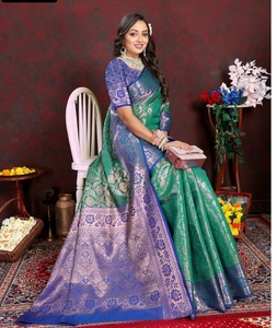 Nouveau travail de broderie léger en soie Saree de créateur décontracté avec une belle conception de travail de séquence de couleurs avec un chemisier fantaisie - Product Image 1