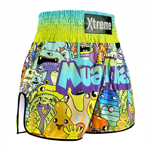Shorts de Muay Thai et de Kickboxing, légers, respirants, extensibles, pour l'entraînement et les combats, pour hommes, femmes, adultes, logo personnalisé, polyester, élasthanne - Product Image 1