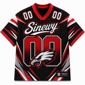 เสื้อฟุตบอลอเมริกันแบบสั่งทำ Sinevy คอวี แขนสั้น ผ้าโพลีเอสเตอร์พิมพ์ลายแบบ Sublimation ระบายเหงื่อได้ดี เสื้อผ้าสำหรับผู้ใหญ่แบบ Unisex - Product Image 1