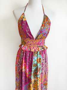 2025 gros Logo nouveau plancher-longueur coton organique dentelle bohème Vintage Floral coloré broderie Sexy ample dos nu Club - Product Image 2