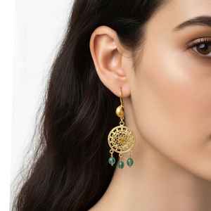 Pendentif motif dôme en or 22K, design filigrane, pierre de la mort, plaqué or rose, idéal pour mariage/fête - Product Image 3