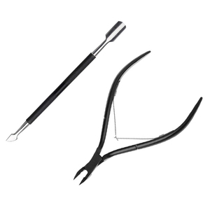 Pince à ongles à double ressort de couleur noire avec coupe-ongles à cuticules à pointe pointue pour une utilisation en salon directement du Pakistan - Product Image 2