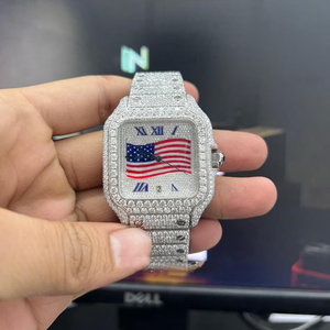 Reloj de diamantes de moissanita de lujo automático de acero inoxidable de alta calidad, joyería de reloj de moda para hombres y mujeres, estilo helado - Product Image 1