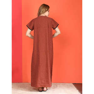 Evolove Camisón Largo Informal de Algodón para Mujer, Estampado, de Manga Corta, con Bolsillo Lateral, Tejido Suave, Talla XS - Product Image 4