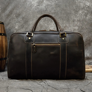 Sac de voyage pliable en cuir véritable, léger, grande capacité, avec fermeture éclair, sac de voyage durable - Product Image 4