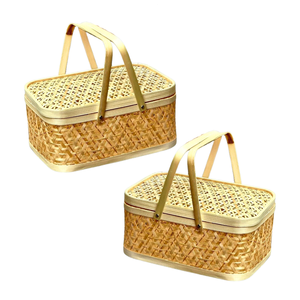 Premium Multi-Purpose BAMBOO GIFT <b>BASKET</b> FRUIT <b>BASKET</b> Sustainable, Reusable <b>Picnics</b>, Storage Home Decor - Product Image 1