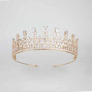 Haute qualité 925 argent Sterling cristal royal déclaration diadème Moissanite diamant poire marquise et rond haut point diadème - Product Image 4