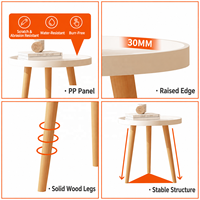 Table d'appoint ronde en bois minimaliste moderne avec plateau surélevé, compacte pour les intérieurs modernes et commerciaux
