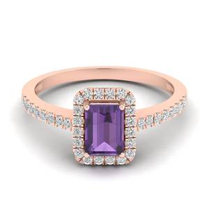 REYES Sparkling Emerald Cut 1.21 Carat Amethyst Gemstone Halo Ring in 925 Sterling <b>Silver</b> GRA Certified VVS Moissanite Jewelry - Product Image 5