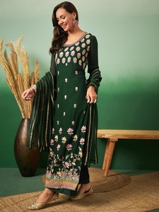 ชุดสูทพิมพ์ลายดิจิทัลสำหรับผู้ใหญ่ชุดงานปักลายผ้าไหม Georgette ล่าสุดดีไซน์เนอร์ - Product Image 5