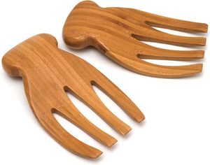 Tenedores para Ensalada de Madera de Bambú con Asas, 4 x 7.25 x 1.25 Pulgadas, Un Par, 24 Onzas, Utensilios para Servir Ensalada, Servidor de Ensalada de Madera - Product Image 2