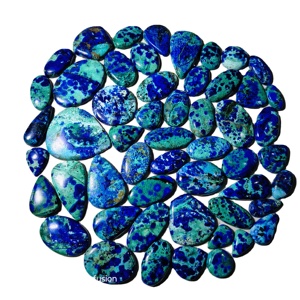 พลอยธรรมชาติคุณภาพสูง ขายส่งแบบคละขนาด คาโบชอง อะซูไรต์ บลูเบิร์ด ล็อตใหม่ 20-45 มม. 8-12 กรัม - Product Image 1