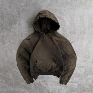 Custom <b>Men</b> Full Hoodie Acid Wash Oversize <b>Pullover</b> Zipper Design Spring Season Distressed Screen Printed Wholesale Hoodies - Product Image 1