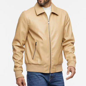 Men's PU Leather Stand Collar Slim Fit Breathable Windproof Eco-Friendly Casual Fashion Jacket Front High Street Style <b>Winter</b> - Product Image 1