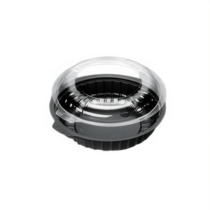 24oz Disposable <b>Bowls</b> with PP Black Base & PS Clear Lids <b>Microwavable</b> Black & Clear Food Container - Product Image 2