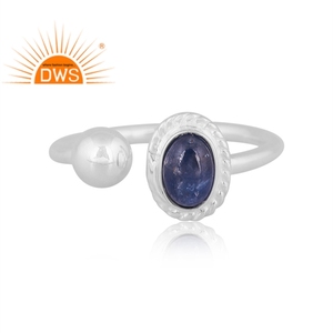 Vente chaude Fine Sterling Silver Naturel Bleu Saphir Gemme Bague Empilable Bijoux Pour Femmes Cadeau Pour Elle - Product Image 2
