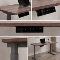 Bureau assis-debout électrique robuste à 3 niveaux avec double moteur dissimulé et pieds ovales, stable et ergonomique pour le bureau