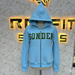 เสื้อฮู้ดดี้ซิปแบบมีโลโก้ส่วนตัว  ตกแต่งด้วยคริสตัล  ซิปแบบดึงขึ้น  ล้างสีแบบ Acid Wash  เสื้อฮู้ดดี้ผ้าฟลีซสไตล์สตรีทแวร์สำหรับผู้ชาย - Product Image 6