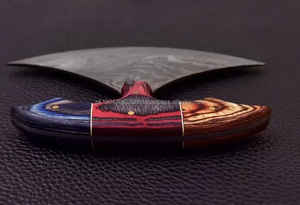 Cortador de pizza ecológico multiusos Tang completo tradicional de acero inoxidable de Damasco con hacha con mango de madera - Product Image 4