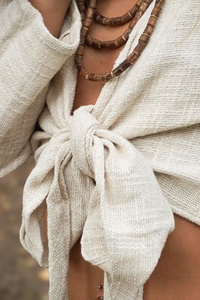 เสื้อครอปผ้าฝ้าย100% สำหรับผู้หญิงเสื้อเบลาส์แบบโบฮีเมียนธรรมชาติมีลายเสื้อถัก - Product Image 4