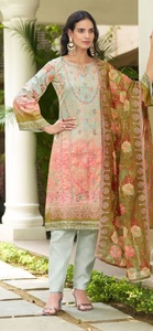 Collection de costumes Sal-war en pur coton avec broderie lourde de style imprimé pakistanais en vente en ligne - Product Image 5