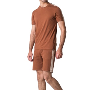 Conjunto Deportivo Personalizado con Logotipo Bordado, Pantalones Cortos Deportivos Transpirables de 2 Piezas, Camiseta y Pantalones Cortos de Algodón para Hombre - Product Image 1